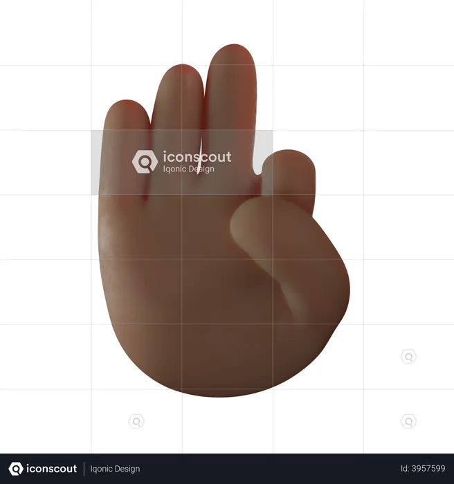 Last Three Finger Gesture  3D Illustration