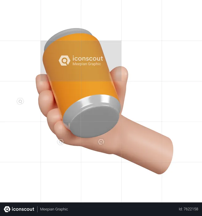 Mão segurar lata de suco Emoji 3D Icon