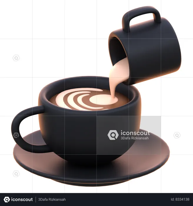 Latte Art Pouring  3D Icon