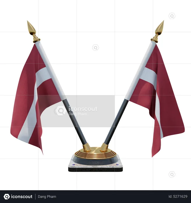 Latvia Double (V) Desk Flag Stand Flag 3D Icon