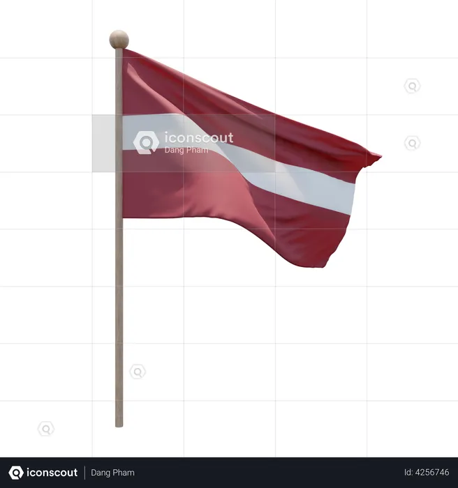 Latvia Flagpole Flag 3D Illustration