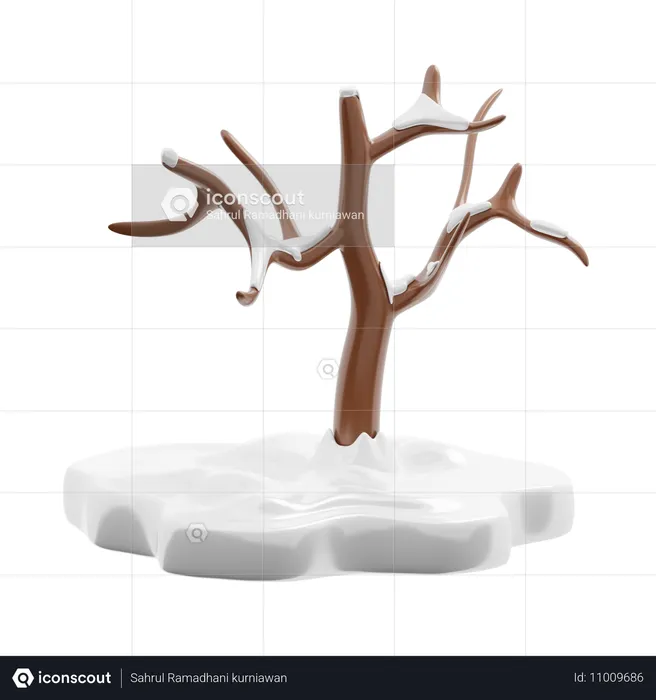 Laubbäume und Schnee  3D Icon