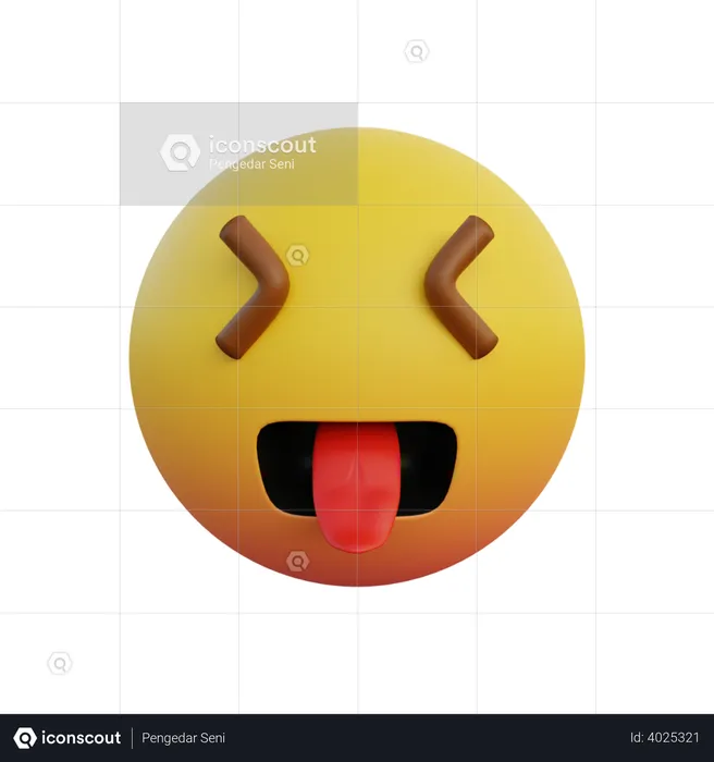 Laughing and tongue out Emoji 3D Illustration