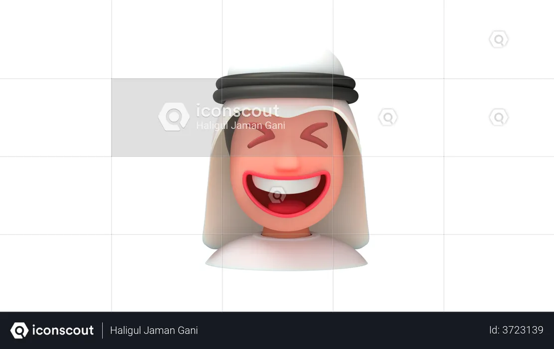 Laughing Arab Man Emoji 3D Illustration