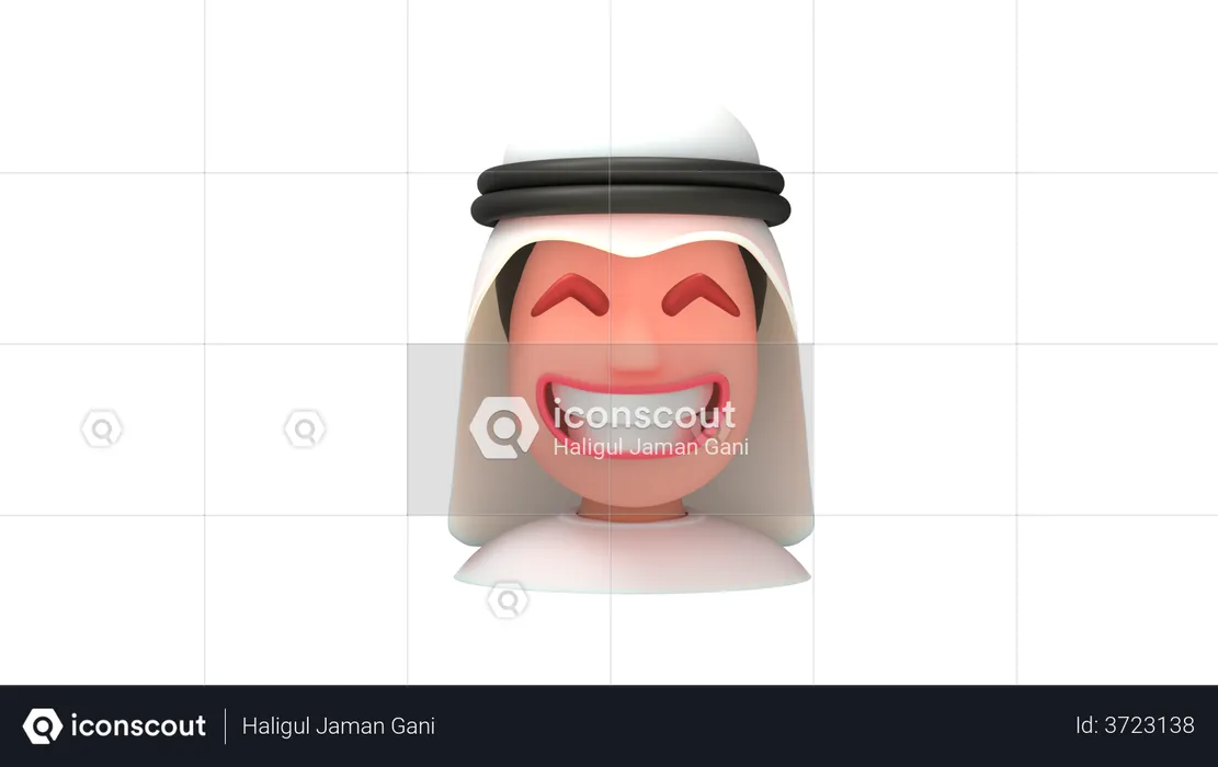 Laughing Arab Man Emoji 3D Illustration