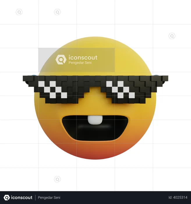 Laughing emoticon wearing glasses like a boss and bunny teeth Emoji 3D Emoji