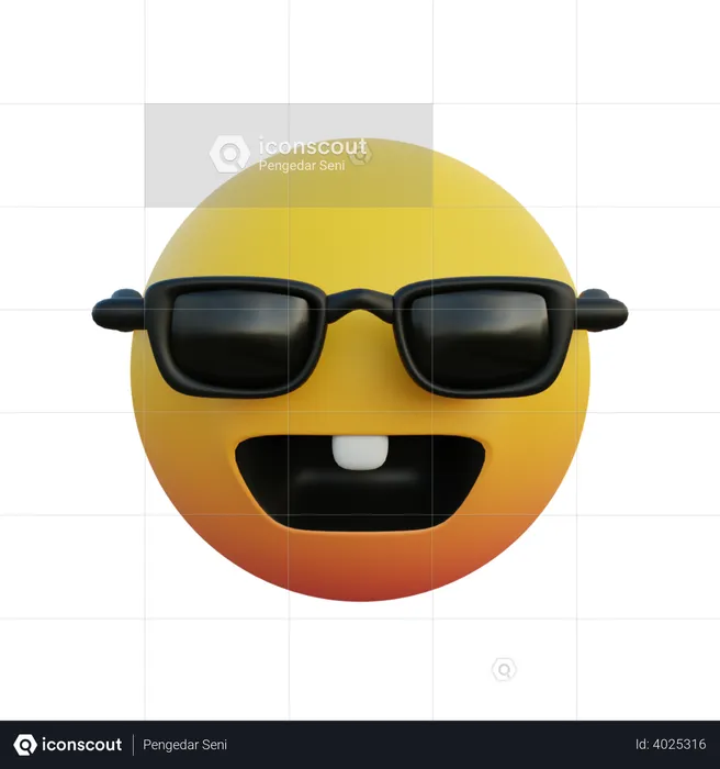 Laughing emoticon wearing sunglasses and bunny teeth Emoji 3D Illustration