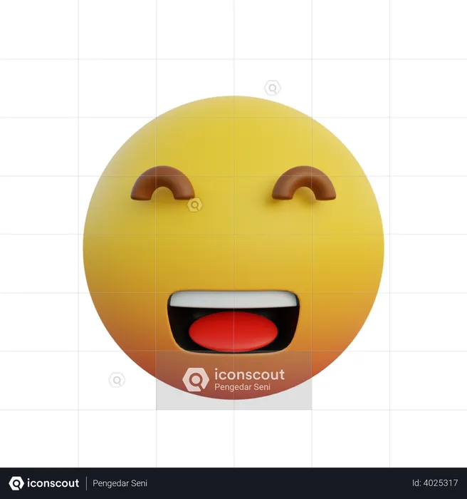 Laughing expression emoticon With eyes closed Emoji 3D Illustration