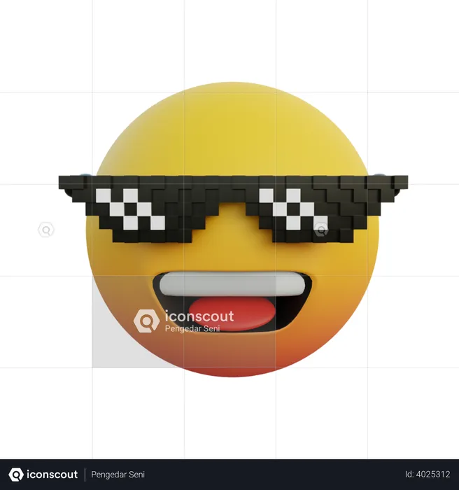 Laughing face emoticon wearing like a boss glasses Emoji 3D Illustration