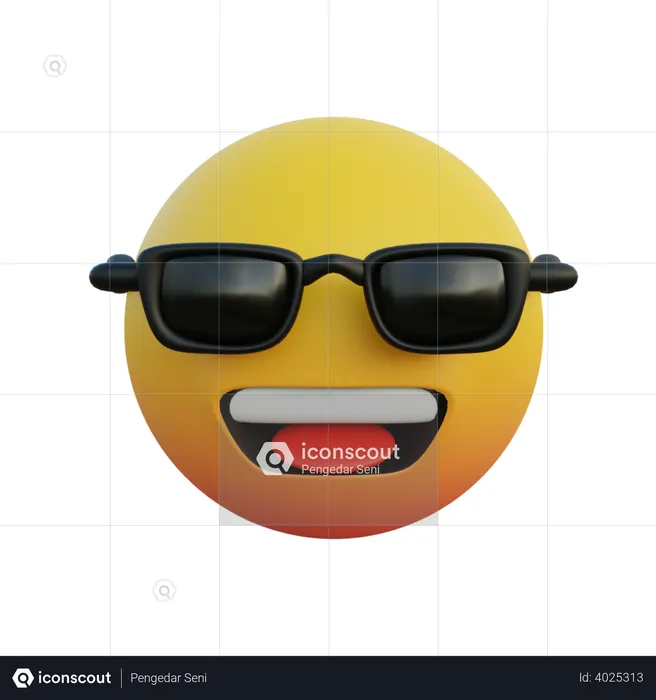 Laughing face emoticon wearing sunglasses Emoji 3D Illustration