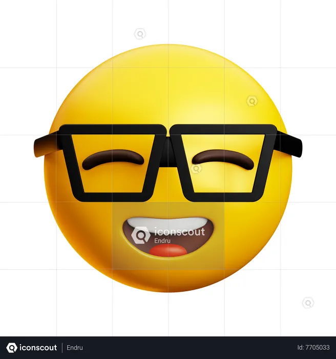 Laughing Smart Face With Glasses And Closed Eyes Emoji 3D Icon