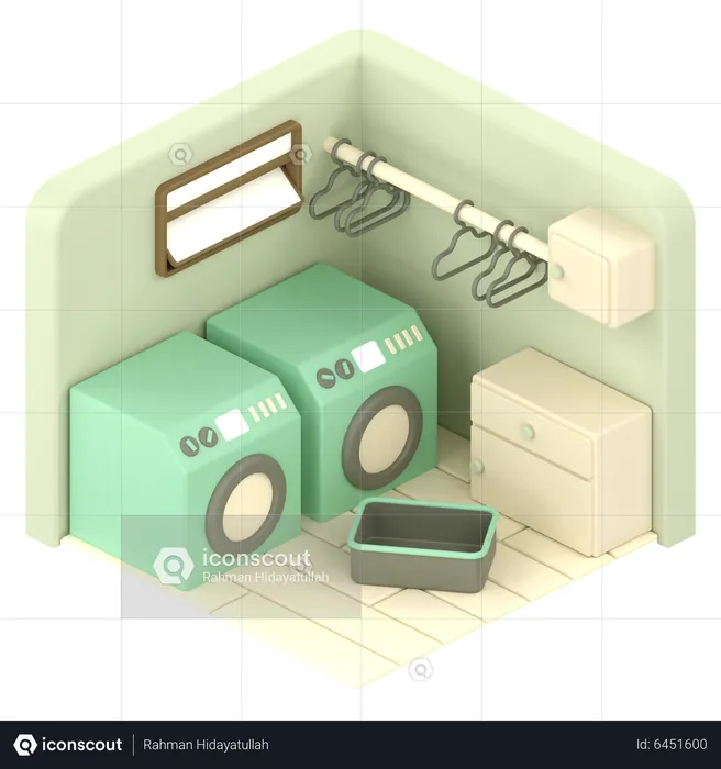 Laundry Room  3D Illustration
