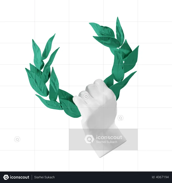 Laurel Wreath Holding Hand Gesture  3D Illustration