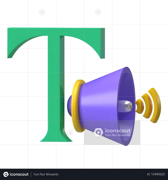 Lautsprecher mit Buchstabe t  3D Icon