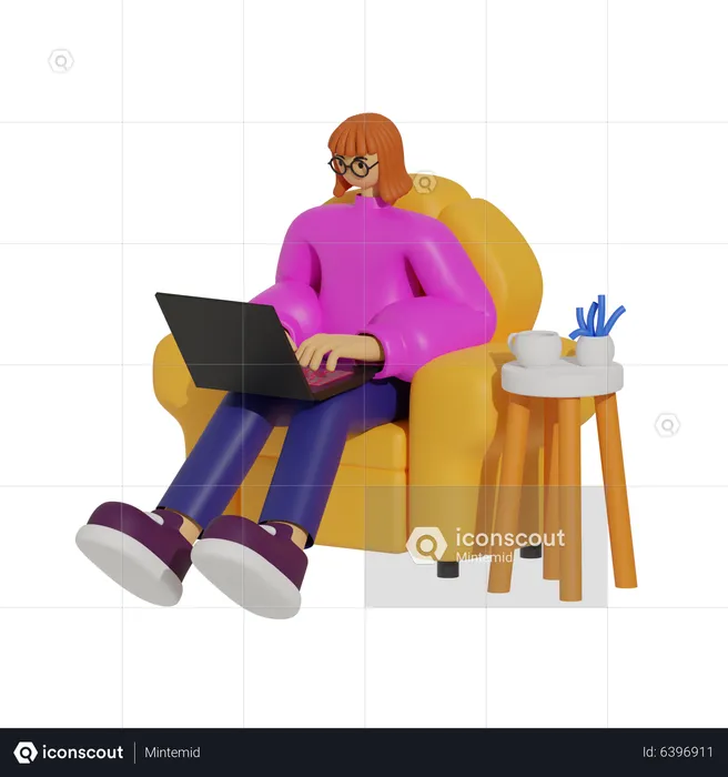 Lazy Days, Productive Ways, The Sofa-Based Work Revolution  3D Illustration