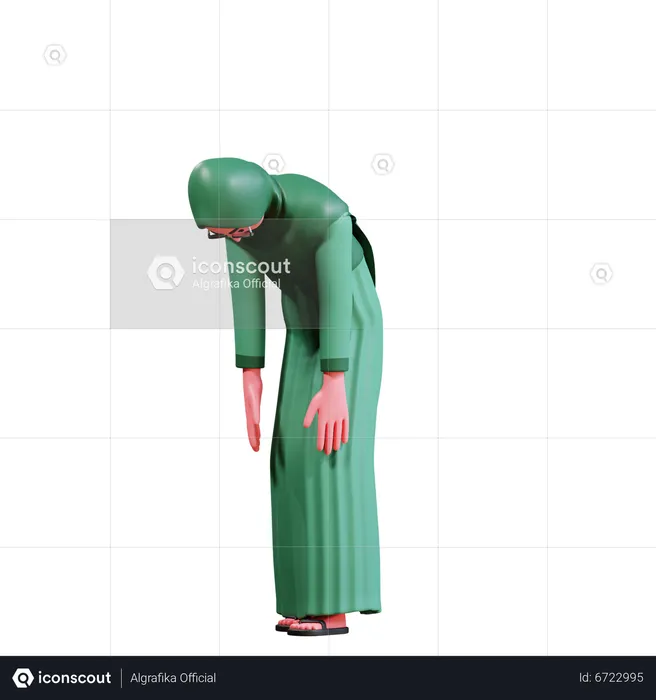 Lazy Muslim Female  3D Illustration