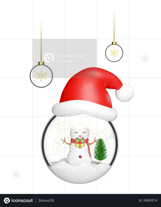 Le bonhomme de neige est à l'intérieur du globe de Noël  3D Icon