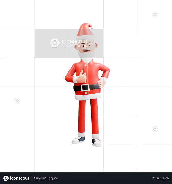 Le père Noël donne un like  3D Illustration