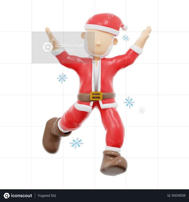 Pose de saut excité du père Noël  3D Illustration