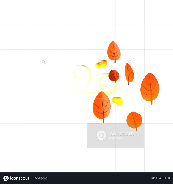 Leaf Blown By Wind  3D Icon