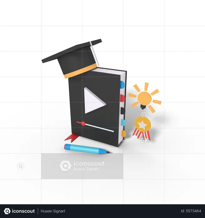 Learning book video  3D Illustration