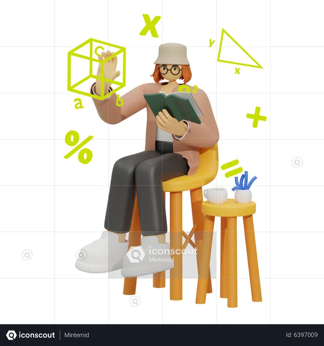 Learning mathematics  3D Illustration