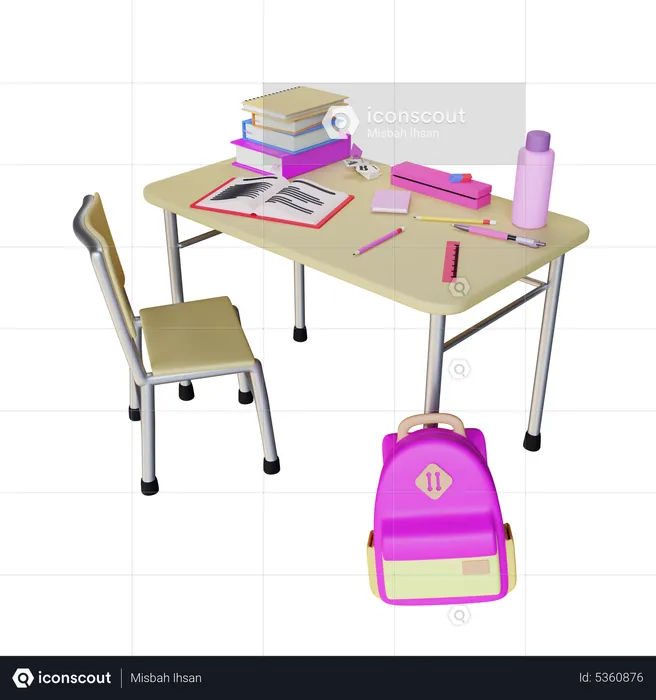 Learning Table  3D Illustration