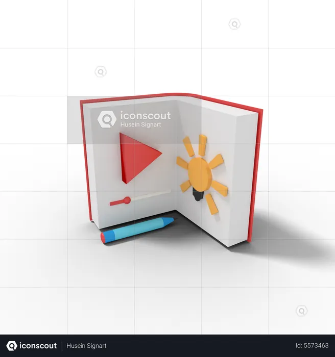 Learning video book  3D Illustration