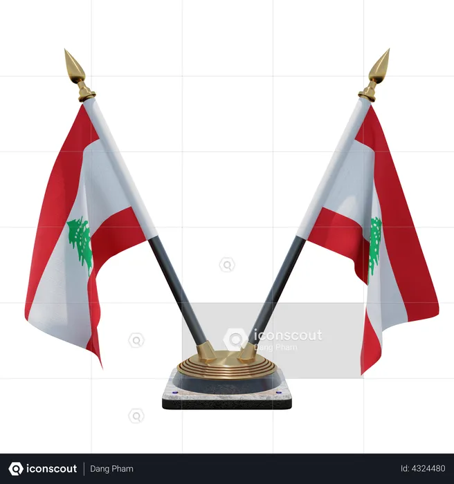 Lebanon Double Desk Flag Stand Flag 3D Flag