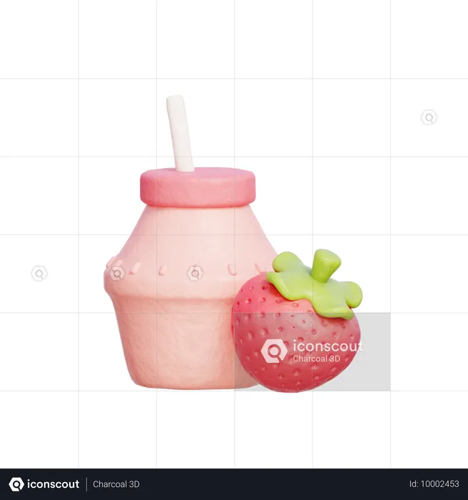 Leche de fresa coreana  3D Icon