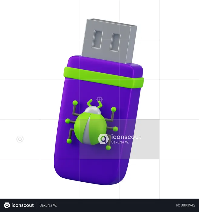 Virus de clé USB infecté  3D Icon