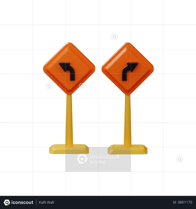 Left And Right Direction Board  3D Illustration