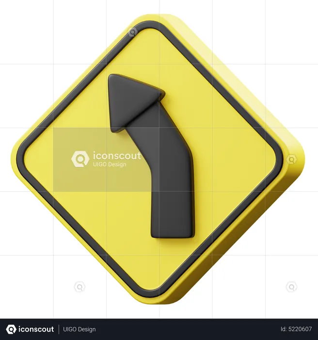 Left Curve Ahead  3D Icon