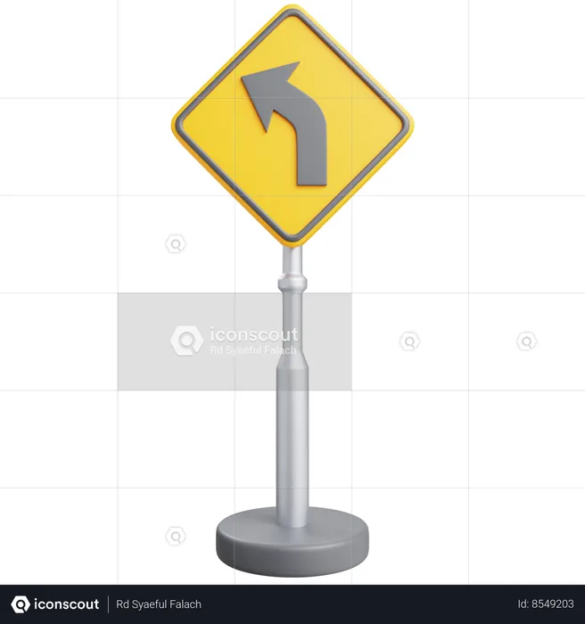 Left Curve Sign  3D Icon