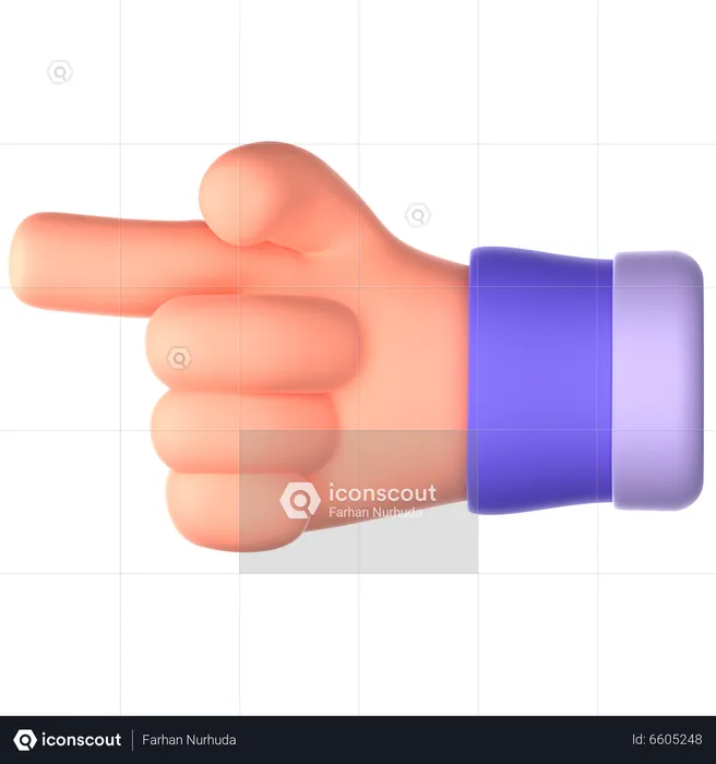 Left Direction Finger Hand Gesture  3D Icon