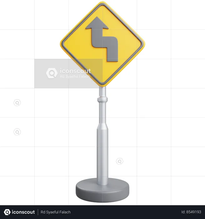 Left Reverse Turn Sign  3D Icon