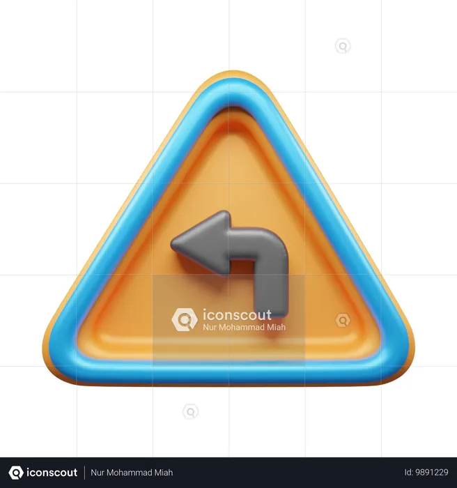 Left Turn  3D Icon