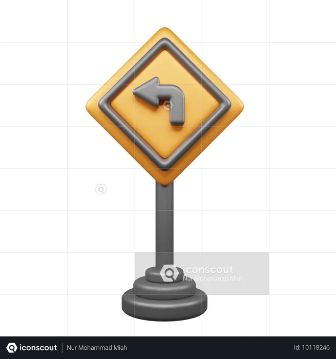 Left Turn  3D Icon