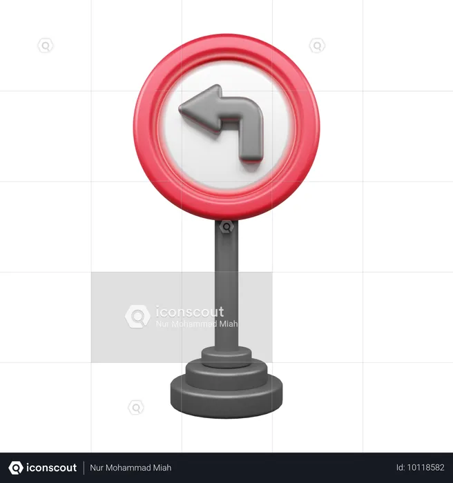 Left Turn  3D Icon