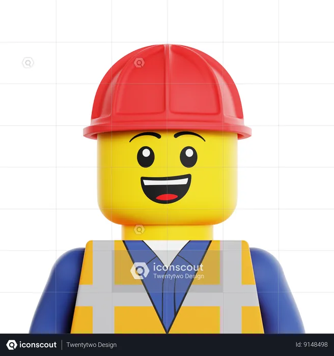 Lego Construction Worker  3D Icon