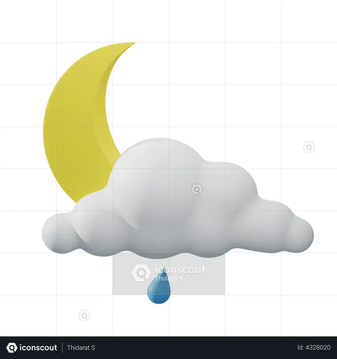 Leichter Regen nachts  3D Illustration