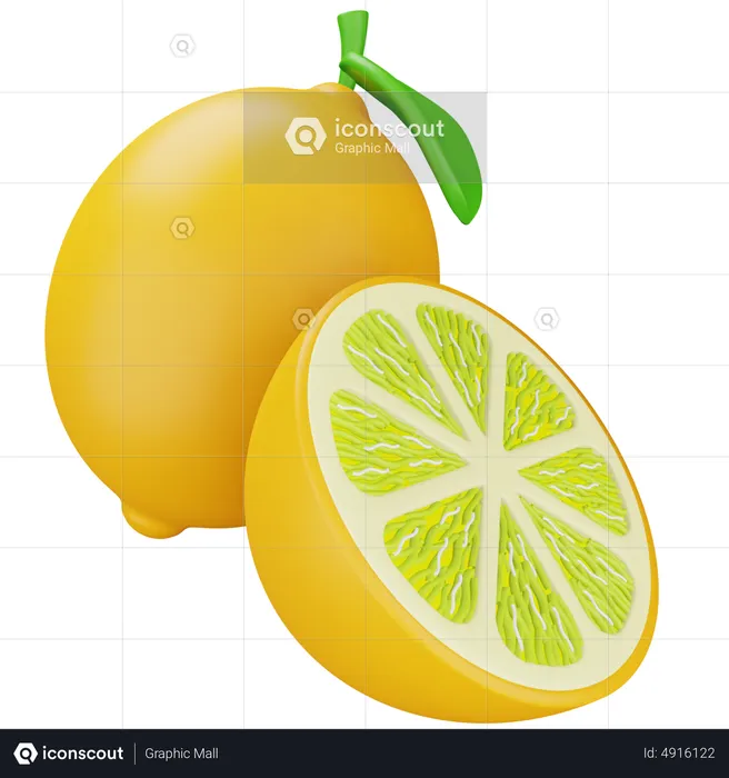 Lemon Yellow And Half  3D Icon