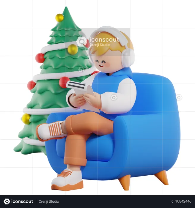 Lendo carta de natal  3D Illustration