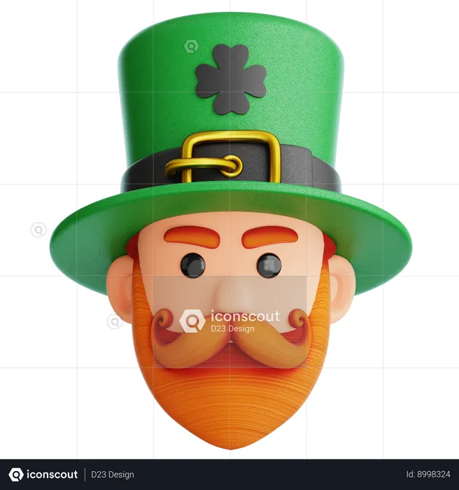 Leprechaun Head With Hat  3D Icon