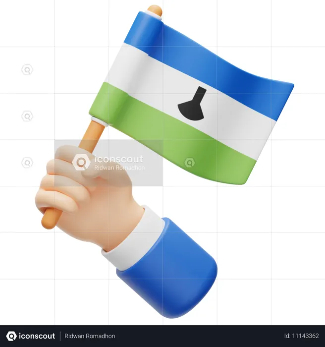 Lesotho flag in hand Flag 3D Icon