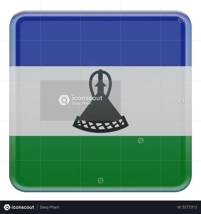 Quadratische Flagge von Lesotho Flag 3D Icon