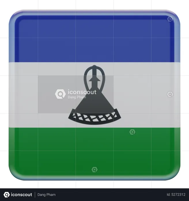 Lesotho Square Flag Flag 3D Icon