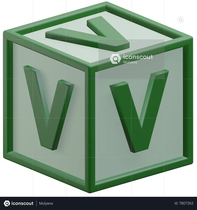 Cubo letra v  3D Icon