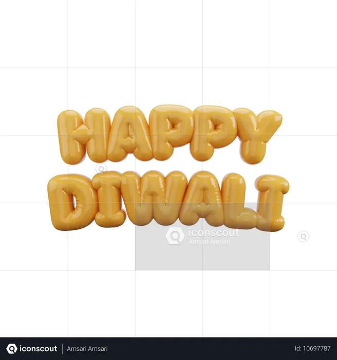 Letras de globos de burbujas con la frase "Feliz Diwali"  3D Icon