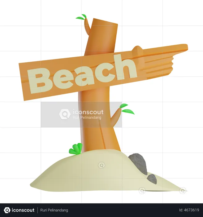 Letrero de playa  3D Illustration